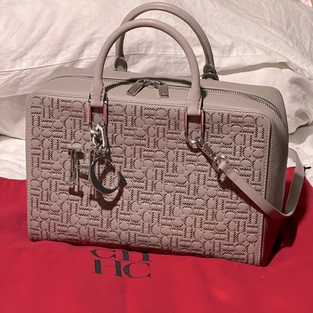 CH Carolina Herrera Duke Gold Embossed Handbag